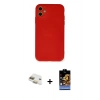 MARSİLYAN™- iPhone 11 Kılıf Ahenk Serisi - Siyah Buffer Hayalet Cam Ekran Koruyucu + Pers Alüminyum Kamera Lens - GD