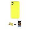 MARSİLYAN™- iPhone 11 Kılıf Ahenk Serisi - Siyah Buffer Hayalet Cam Ekran Koruyucu + Rainbow Kamera Lens Koruma Cam - KI