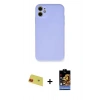 MARSİLYAN™- iPhone 11 Kılıf Ahenk Serisi - Siyah Buffer Hayalet Cam Ekran Koruyucu + Rainbow Kamera Lens Koruma Cam - KI