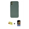 MARSİLYAN™- iPhone 11 Kılıf Ahenk Serisi - Siyah Buffer Hayalet Cam Ekran Koruyucu + Rainbow Kamera Lens Koruma Cam - KI