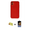 MARSİLYAN™- iPhone 11 Kılıf Ahenk Serisi - Siyah Buffer Hayalet Cam Ekran Koruyucu + Rainbow Kamera Lens Koruma Cam - KI