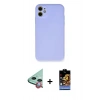MARSİLYAN™- iPhone 11 Kılıf Ahenk Serisi - Siyah Buffer Hayalet Cam Ekran Koruyucu + Raze Metal Kamera Lens - KI