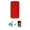 MARSİLYAN™- iPhone 11 Kılıf Ahenk Serisi - Siyah Buffer Hayalet Cam Ekran Koruyucu + Raze Metal Kamera Lens - MI