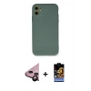 MARSİLYAN™- iPhone 11 Kılıf Ahenk Serisi - Siyah Buffer Hayalet Cam Ekran Koruyucu + Raze Metal Kamera Lens - SH