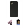 MARSİLYAN™- iPhone 11 Kılıf Ahenk Serisi - Siyah Buffer Hayalet Cam Ekran Koruyucu + Raze Metal Kamera Lens - SH