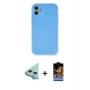 MARSİLYAN™- iPhone 11 Kılıf Ahenk Serisi - Siyah Buffer Hayalet Cam Ekran Koruyucu + Raze Metal Kamera Lens - MI