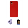 MARSİLYAN™- iPhone 11 Kılıf Ahenk Serisi - Siyah Buffer Hayalet Cam Ekran Koruyucu + Raze Metal Kamera Lens - MR