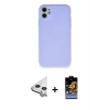 MARSİLYAN™- iPhone 11 Kılıf Ahenk Serisi - Siyah Buffer Hayalet Cam Ekran Koruyucu + Raze Metal Kamera Lens - GS