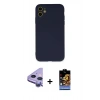 MARSİLYAN™- iPhone 11 Kılıf Ahenk Serisi - Siyah Buffer Hayalet Cam Ekran Koruyucu + Raze Metal Kamera Lens - MR