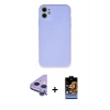 MARSİLYAN™- iPhone 11 Kılıf Ahenk Serisi - Siyah Buffer Hayalet Cam Ekran Koruyucu + Raze Metal Kamera Lens - MR