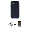 MARSİLYAN™- iPhone 11 Kılıf Ahenk Serisi - Siyah Buffer Hayalet Cam Ekran Koruyucu + Raze Metal Kamera Lens - GS