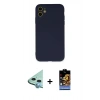 MARSİLYAN™- iPhone 11 Kılıf Ahenk Serisi - Siyah Buffer Hayalet Cam Ekran Koruyucu + Raze Metal Kamera Lens - MI