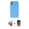 MARSİLYAN™- iPhone 11 Kılıf Ahenk Serisi - Siyah Buffer Hayalet Cam Ekran Koruyucu + Raze Metal Kamera Lens - SH
