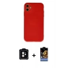 MARSİLYAN™- iPhone 11 Kılıf Ahenk Serisi - Siyah Buffer Hayalet Cam Ekran Koruyucu + PVD Metal Kamera Lens - TU