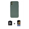 MARSİLYAN™- iPhone 11 Kılıf Ahenk Serisi - Siyah Buffer Hayalet Cam Ekran Koruyucu + PVD Metal Kamera Lens - TU