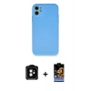 MARSİLYAN™- iPhone 11 Kılıf Ahenk Serisi - Siyah Buffer Hayalet Cam Ekran Koruyucu + PVD Metal Kamera Lens - TU