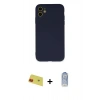MARSİLYAN™- iPhone 11 Kılıf Ahenk Serisi - Siyah Joko Magic 5D Cam + Kırmızı Rainbow Kamera Lens Koruma Cam