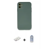 MARSİLYAN™- iPhone 11 Kılıf Ahenk Serisi - Siyah Joko Magic 5D Cam + Renkli Kamera Lens Koruma Cam - PE