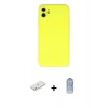 MARSİLYAN™- iPhone 11 Kılıf Ahenk Serisi - Siyah Joko Magic 5D Cam + Renkli Kamera Lens Koruma Cam - PE