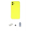 MARSİLYAN™- iPhone 11 Kılıf Ahenk Serisi - Siyah Joko Magic 5D Cam + Renkli Kamera Lens Koruma Cam - YL