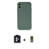MARSİLYAN™- iPhone 11 Kılıf Ahenk Serisi - Siyah Joko Magic 5D Hayalet Cam + Mavi PVD Metal Kamera Lens