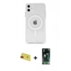 MARSİLYAN™- iPhone 11 Kılıf Ahenk Yansıma Prime - Şeffaf 360 Full Body Arka Koruyucu + Rainbow Kamera Lens Koruma Cam - KI