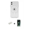 MARSİLYAN™- iPhone 11 Kılıf Ahenk Yansıma Prime - Şeffaf 360 Full Body Arka Koruyucu + Renkli Kamera Lens Koruma Cam - SI