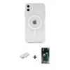 MARSİLYAN™- iPhone 11 Kılıf Ahenk Yansıma Prime - Şeffaf 360 Full Body Arka Koruyucu + Renkli Kamera Lens Koruma Cam - PE