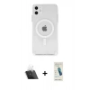 MARSİLYAN™- iPhone 11 Kılıf Ahenk Yansıma Prime - Şeffaf Pasifik Cam Ekran Koruyucu + Kamera Lens Koruma Cam - SF