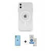MARSİLYAN™- iPhone 11 Kılıf Ahenk Yansıma Prime - Şeffaf Royal Nano Ekran Koruyucu + Neon Fosforlu Kamera Lens - YL