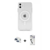 MARSİLYAN™- iPhone 11 Kılıf Ahenk Yansıma Prime - Şeffaf Uv Polymer Nano Ekran Koruyucu + Pers Alüminyum Kamera Lens - LT
