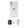 MARSİLYAN™- iPhone 11 Kılıf Ahenk Yansıma Prime - Şeffaf Uv Polymer Nano Ekran Koruyucu + PVD Metal Kamera Lens - YL