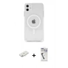 MARSİLYAN™- iPhone 11 Kılıf Ahenk Yansıma Prime - Şeffaf Uv Polymer Nano Ekran Koruyucu + Renkli Kamera Lens Koruma Cam - SI