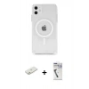 MARSİLYAN™- iPhone 11 Kılıf Ahenk Yansıma Prime - Şeffaf Uv Polymer Nano Ekran Koruyucu + Renkli Kamera Lens Koruma Cam - TU