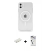 MARSİLYAN™- iPhone 11 Kılıf Ahenk Yansıma Prime - Şeffaf Uv Polymer Nano Ekran Koruyucu + Renkli Kamera Lens Koruma Cam - SI