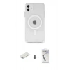 MARSİLYAN™- iPhone 11 Kılıf Ahenk Yansıma Prime - Şeffaf Uv Polymer Nano Ekran Koruyucu + Renkli Kamera Lens Koruma Cam - PE