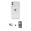 MARSİLYAN™- iPhone 11 Kılıf Ahenk Yansıma Prime - Siyah 34D Hayalet Izgaralı Cam + Pers Alüminyum Kamera Lens - KI