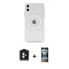 MARSİLYAN™- iPhone 11 Kılıf Ahenk Yansıma Prime - Siyah 34D Hayalet Izgaralı Cam + PVD Metal Kamera Lens - MI