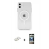 MARSİLYAN™- iPhone 11 Kılıf Ahenk Yansıma Prime - Siyah 34D Hayalet Izgaralı Cam + Renkli Kamera Lens Koruma Cam - TU