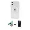 MARSİLYAN™- iPhone 11 Kılıf Ahenk Yansıma Prime - Siyah 3D Antistatik Hayalet Cam Ekran Koruyucu + Raze Metal Kamera Lens - KI