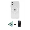 MARSİLYAN™- iPhone 11 Kılıf Ahenk Yansıma Prime - Siyah 3D Antistatik Hayalet Cam Ekran Koruyucu + Raze Metal Kamera Lens - MI