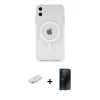 MARSİLYAN™- iPhone 11 Kılıf Ahenk Yansıma Prime - Siyah 3D Antistatik Hayalet Cam Ekran Koruyucu + Renkli Kamera Lens Koruma Cam - SI