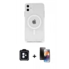 MARSİLYAN™- iPhone 11 Kılıf Ahenk Yansıma Prime - Siyah 3D Antistatik Mat Seramik Nano Ekran Koruyucu + PVD Metal Kamera Lens - MI