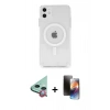 MARSİLYAN™- iPhone 11 Kılıf Ahenk Yansıma Prime - Siyah 3D Antistatik Mat Seramik Nano Ekran Koruyucu + Raze Metal Kamera Lens - KI