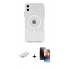 MARSİLYAN™- iPhone 11 Kılıf Ahenk Yansıma Prime - Siyah 3D Antistatik Mat Seramik Nano Ekran Koruyucu + Renkli Kamera Lens Koruma Cam - PE