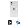 MARSİLYAN™- iPhone 11 Kılıf Ahenk Yansıma Prime - Siyah 3D Antistatik Seramik Nano Ekran Koruyucu + PVD Metal Kamera Lens - YL