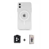 MARSİLYAN™- iPhone 11 Kılıf Ahenk Yansıma Prime - Siyah Bilvis 3D Cam Ekran Koruyucu + PVD Metal Kamera Lens - SH