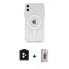 MARSİLYAN™- iPhone 11 Kılıf Ahenk Yansıma Prime - Siyah Bilvis 3D Cam Ekran Koruyucu + PVD Metal Kamera Lens - TU