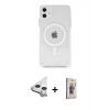 MARSİLYAN™- iPhone 11 Kılıf Ahenk Yansıma Prime - Siyah Bilvis 3D Cam Ekran Koruyucu + Raze Metal Kamera Lens - GS