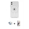 MARSİLYAN™- iPhone 11 Kılıf Ahenk Yansıma Prime - Siyah Bilvis 3D Mat Cam Ekran Koruyucu + Pers Alüminyum Kamera Lens - GI
